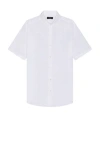 Theory Noll Short-sleeve Shirt In Relaxed Linen In White