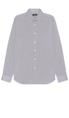 Theory Irving Long Sleeve Shirt In 白&海蓝