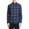 Theory Irving Shirt In Plaid Twill Flannel In Blueberry Multi - Rtp