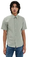 Theory Irving Movement Stripe Shirt Greenstone/white In Greenstone/white