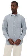 Theory Irving Oe In Summer Stripe Shirt Dark Rainstorm/eggshell
