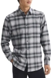 Theory Irving Plaid Cotton Flannel Button-up Shirt In Gray