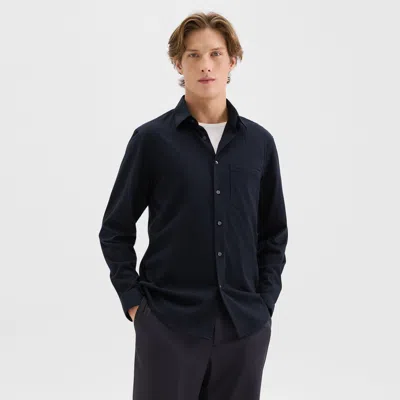 Theory Irving Pocket Shirt In Brushed Structure Knit In Eclipse
