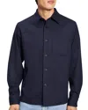 Theory Irving Structure Knit Button-up Shirt In Eclipse