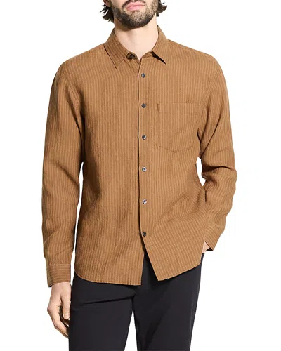 THEORY IRVING LONG SLEEVE LINEN SHIRT IN SUMMER STRIPE