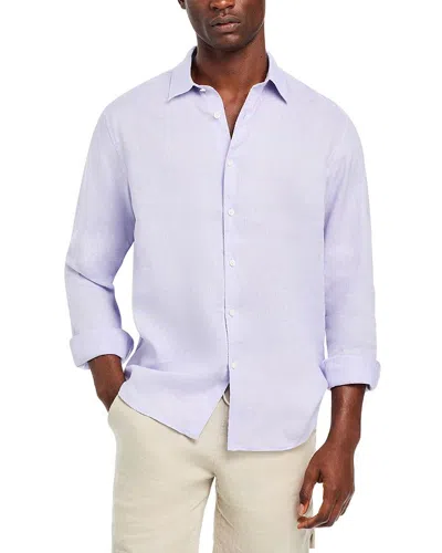 Theory Irving Regular Fit Linen Shirt In Soft Iris