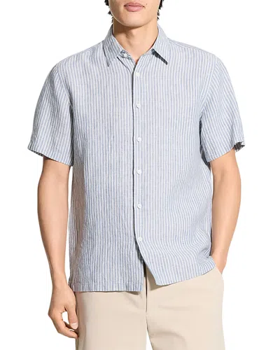 THEORY IRVING LINEN SHORT SLEEVE SHIRT IN SUMMER STRIPE
