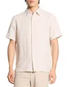 Theory Irving Stripe Short Sleeve Linen Button-up Shirt