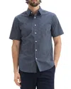 Theory Irving Regular Fit Short Sleeve Shirt In Baltic/fog