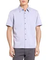 Theory Irving Regular Fit Short Sleeve Shirt In Purple