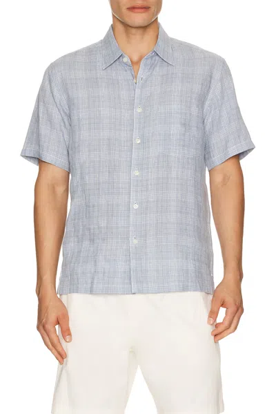 Theory Irving Relaxed Linen Shirt In Blue