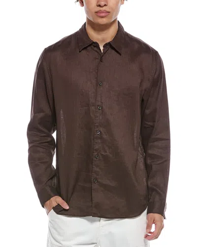 Theory Irving Relaxed Linen Shirt In Brown