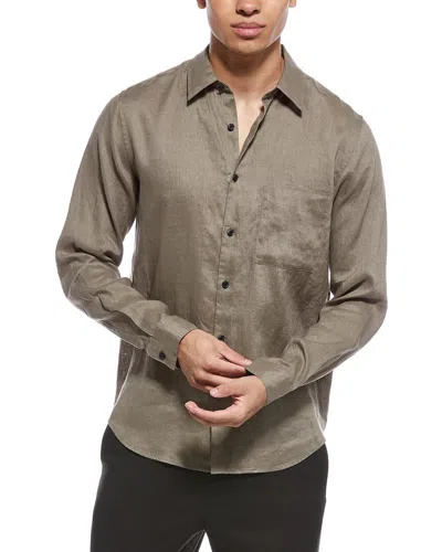 Theory Irving Relaxed Linen Shirt In Brown