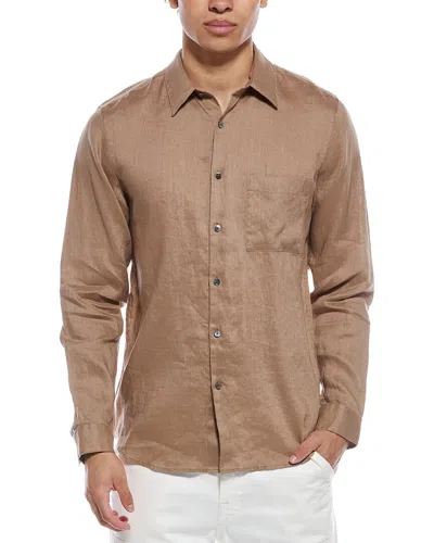 Theory Irving Relaxed Linen Shirt In Brown