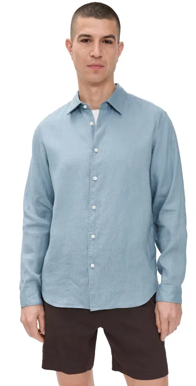 Theory Irving Relaxed Linen Shirt Rainstorm/29r