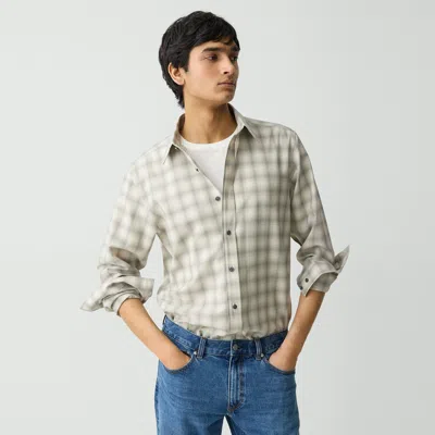 Theory Irving Shirt In Checked Wool In Sand/walnut