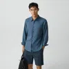 Theory Irving Shirt In Relaxed Linen In Blue
