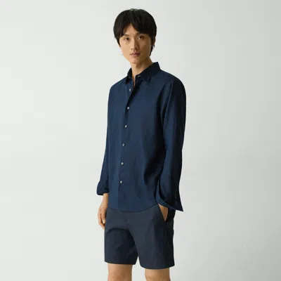 Theory Irving Shirt In Relaxed Linen In Baltic