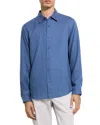 Theory Irving Solid Linen Button-up Shirt In Blue
