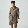 Theory Irving Shirt In Relaxed Linen In Brown