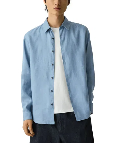 Theory Irving Shirt In Relaxed Linen In Gray