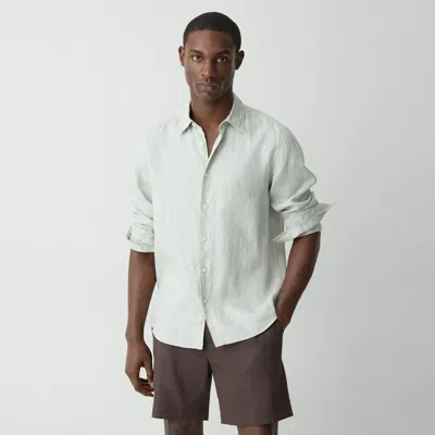 Theory Irving Shirt In Relaxed Linen In Light Greenstone