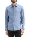Theory Irving Solid Linen Button-up Shirt In Rainstorm