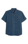 Theory Irving Short Sleeve Button-up Shirt In Baltic Multi
