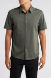 Theory Irving Short Sleeve Button-up Shirt In Dark Olive
