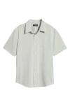 Theory Irving Short Sleeve Button-up Shirt In Light Greenstone