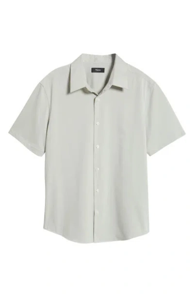 Theory Irving Short Sleeve Button-up Shirt In Light Greenstone