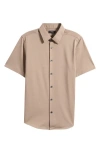 Theory Irving Short Sleeve Button-up Shirt In Neutral