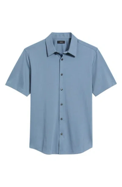 Theory Irving Short Sleeve Button-up Shirt In Blue