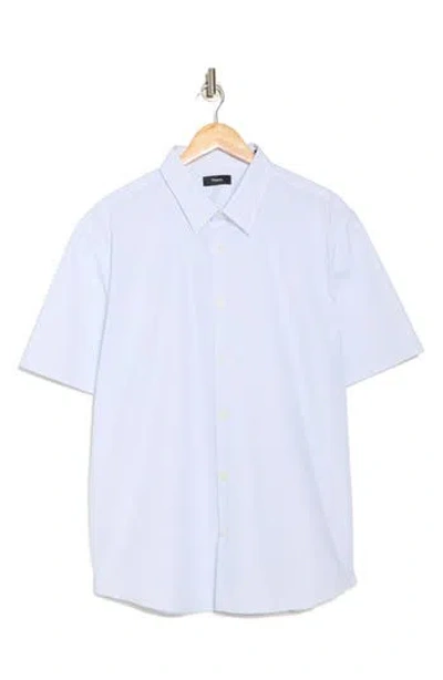 Theory Irving Short Sleeve Cotton Knit Button-up Shirt