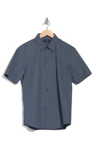 Theory Irving Short Sleeve Cotton Knit Button-up Shirt