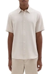 Theory Irving Short Sleeve Lyocell Button-up Shirt In Sand