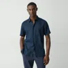 Theory Irving Short-sleeve Shirt In Relaxed Linen In Blue