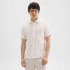 Theory Irving Solid Short Sleeve Linen Button-up Shirt In White
