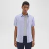 Theory Irving Short-sleeve Shirt In Relaxed Linen In White/ocean