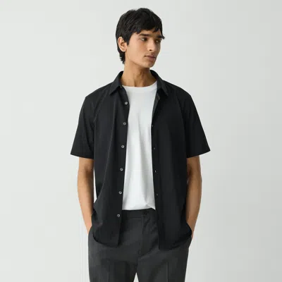 Theory Irving Short-sleeve Shirt In Structure Knit In Black
