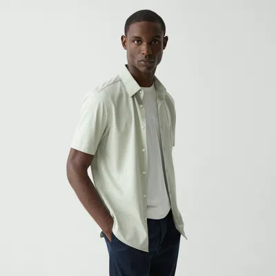 Theory Irving Short-sleeve Shirt In Structure Knit In Light Greenstone