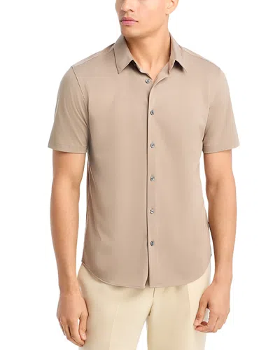 Theory Irving Short-sleeve Shirt In Structure Knit In Brown