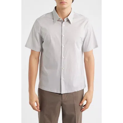 Theory Irving Short Sleeve Stretch Cotton Button-up Shirt In Blue