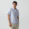 Theory Irving Short-sleeve Shirt In Relaxed Linen In Blue