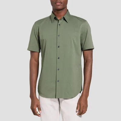 Theory Irving Short-sleeve Shirt In Structure Knit In Green