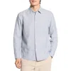Theory Irving Slub Linen Button-up Shirt In Blue