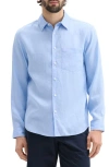 Theory Irving Solid Linen Button-up Shirt In Clear Sky