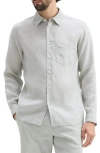 Theory Irving Solid Linen Button-up Shirt In Light Green