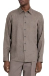 Theory Irving Solid Linen Button-up Shirt In Brown