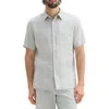 Theory Irving Solid Short Sleeve Linen Button-up Shirt In Light Green